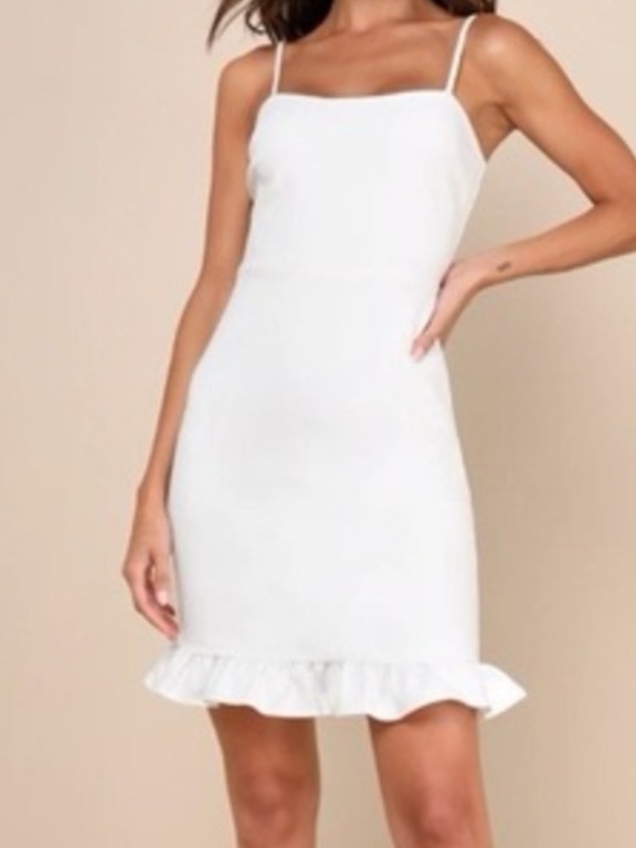 Lulus Dress White Ruffled Bodycon Spoonful Of Sass Size Xs